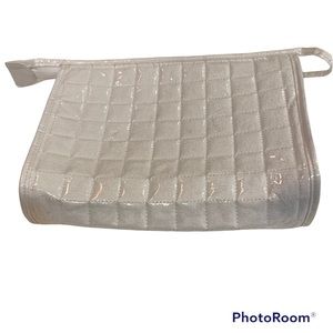 Quilted Cosmetics Bag Winter White Make Up Cosmetic Bag Clutch Travel Storage